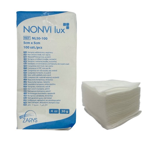 NESTERILNÉ NETKANÉ KOMPRESY 5 cm x 5 cm 100 ks