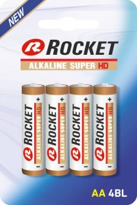 4x alkalická batéria Rocket Super HD AA LR06 LR6