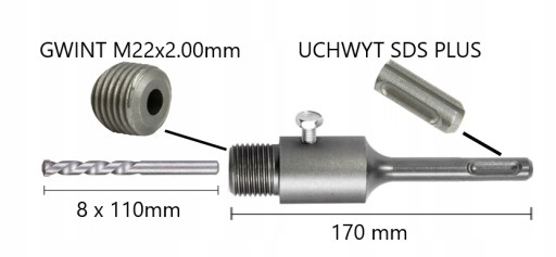 ADAPTÉR SDS PLUS RÚČKA 170mm NA ČIPKU DIEROV