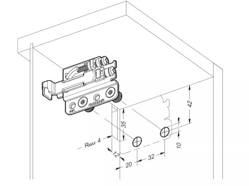 Nábytkový prívesok na horné skrinky CAMAR 801 L+P HAFELE biela 200kg SET