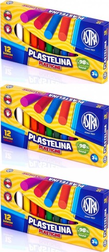 Astra školská plastelína, 12 intenzívnych farieb, vysoká kvalita, v PÚZRIKU x 3