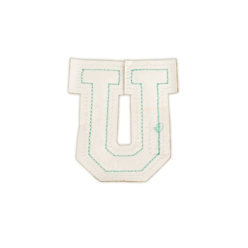PATCH LETTER U, veľká aplikácia Font cyan glitter