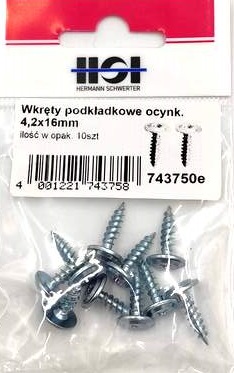 Pozinkované skrutky s podložkou 4,2 x 16 mm, balenie 10 ks
