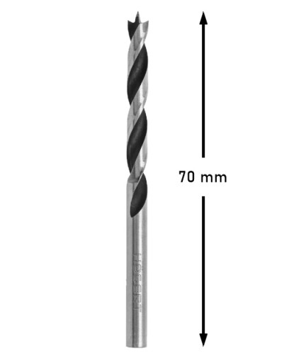 Vrták do dreva, MDF drevotrieskové dosky, 4x70 mm, 1 ks Hoegert