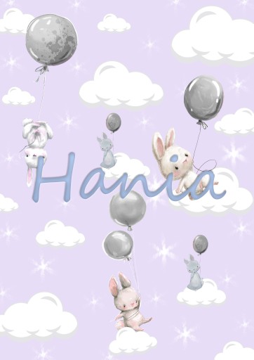 Detský plagát A3, zajačiky, balóniky s menom