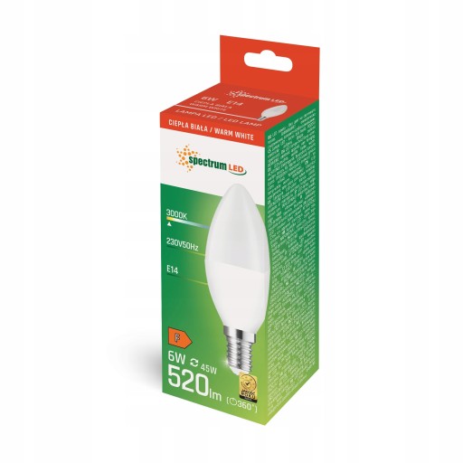 LED žiarovka E14 SMD 2835 TEPLÁ 520lm 6W SVIEČKA