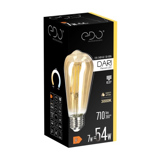 Dekoratívna LED žiarovka E27 ST64 GOLD 7W 3000K teplá 710lm EDO
