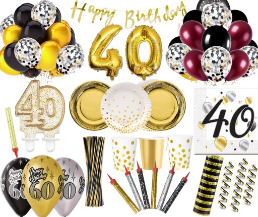 Narodeninové balóny 40 HAPPY BIRTHDAY dekorácia štyridsať party HEL 5 ks