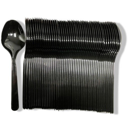 PLASTOVÁ LYŽIČKA OPAKOVATEĽNÉ LYŽIČKY STRONG BLACK 50 ks