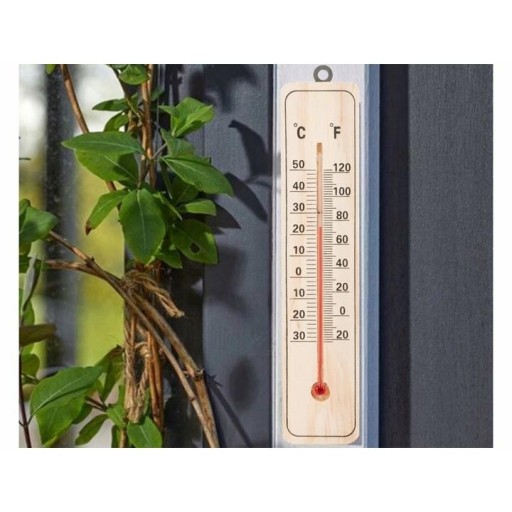 Nástenný, vnútorný, drevený izbový teplomer -30°C až 50°C