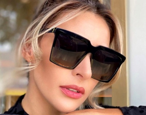 OVERSIZE dámske hranaté okuliare, veľké, čierne