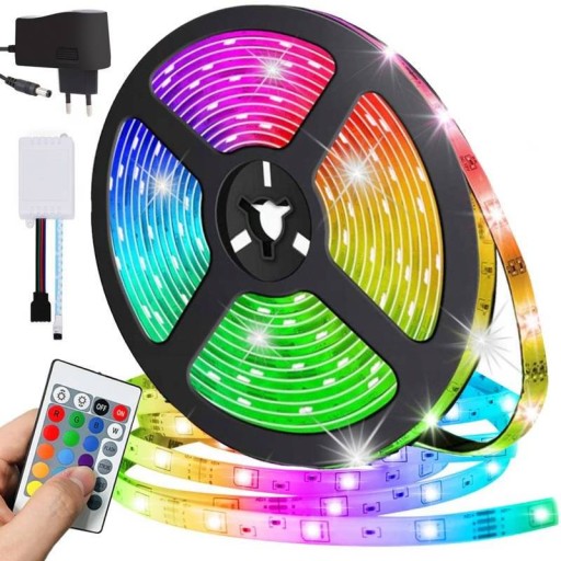 VODEODOLNÉ FAREBNÉ LED VODEODOLNÉ RGB LED PÁS 5m S PÁSKOM NA DIAĽKOVÉ OVLÁDANIE 230