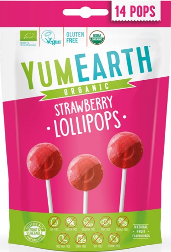YumEarth ECO NATURAL Jahodové lízanky 14ks 87g