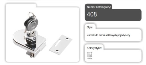 NÁBYTKOVÁ ZÁMKA PRE NÁBYTKOVÉ DVERE, JEDNOSKLENÉ/CHROMOVÉ 408 AMIX
