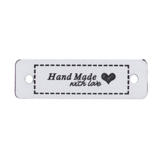 Etiketa z ekokože HANDMADE LOVE, biela 2399