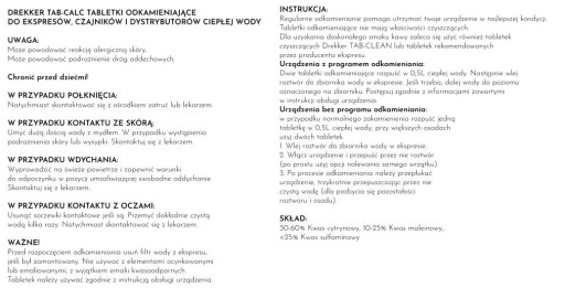 Tablety na odstraňovanie vodného kameňa do kávovarov - Drekker TAB-CALC 6 kusov