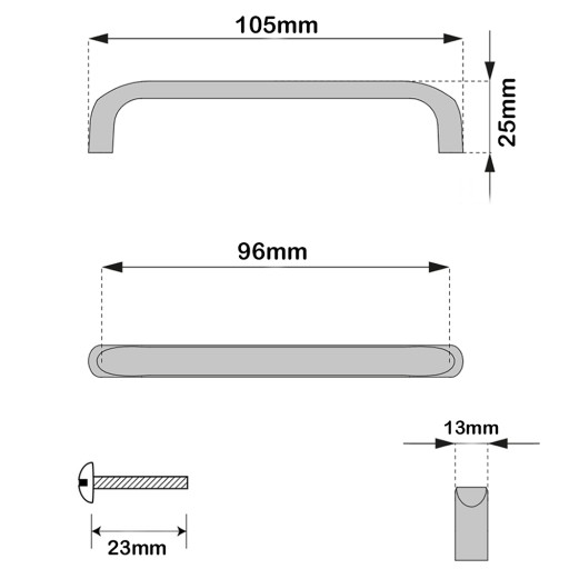 ÚCHYTKA NA NÁBYTOK PRE SKRINÍKY A ZÁSUVKY ČIERNA 96mm MASIVNÉ PODKRYTY