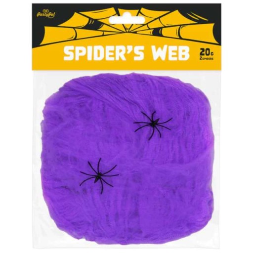 SPIDER WEB halloween FIALOVÉ pavúky DEKORÁCIE