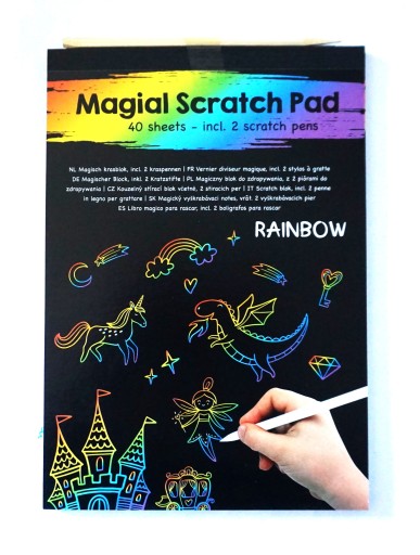 DÚHOVÉ škrabadlá MAGIC Omaľovánka 40 LISTOV škrabadlá + ŠTÝLY