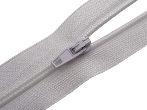 Páska na zips #3, špirála, 5 m + 5 zipsov, biela
