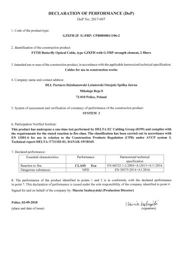 Optický kábel I DROP I FTTx SM 2J G657A2 1m CERTIFIKÁT