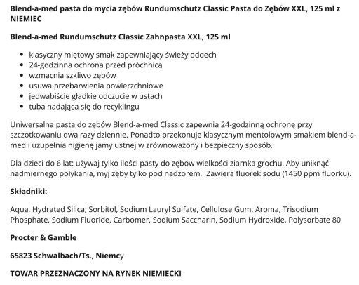 blend-a-med Rundumschutz Classic 24h chráni pred zubným kazom Pasta 125ML