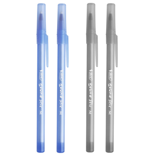 4 ks x BIC Round Stic Classic pero 1,0 mm: 2x modré a 2x čierne