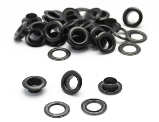 8 mm čierne kožené očká, sada 100 sád