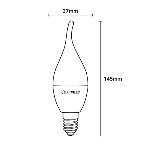 E14 LED žiarovka FLAME 8W = 60W 3000K Teplá biela CCD LUMILED SVIEČKA