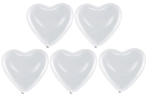 Latexové srdiečkové balóny Biele Valentínske 5 kusov