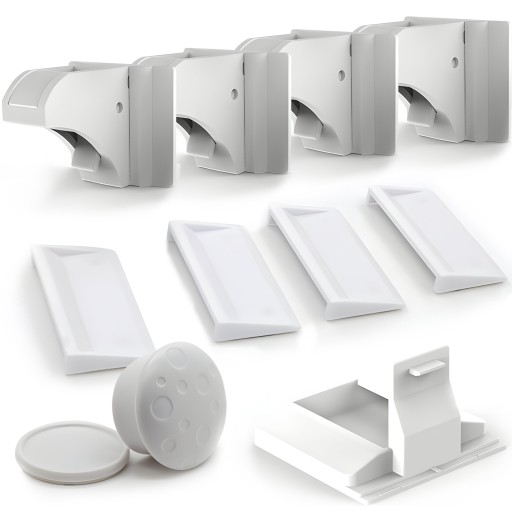 ZABEZPEČENIE DVERÍ SKRINÍ ZÁSUVKY MAGNETICKÝ ZÁMOK 4 KS X4