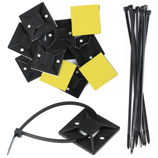 10x SAMOLEPIACI ORGANIZÁTOR KÁBLOV DRŽIAK KÁBLOV LEPIDLO 40x40mm