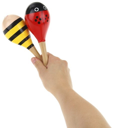 Veľký drevený detský hrkálka Maracas hudobný nástroj