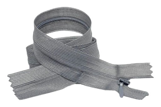 Pevný skrytý zips, šedý 60 cm