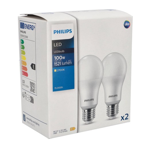 PHILIPS SET 2x E27 LED žiarovka 13W = 100W 2700K TEPLÁ BIELA 1521lm A67