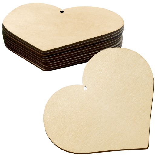 SRDCE drevené SRDCE preglejka DIY prívesok na decoupage 10cm - 10 ks