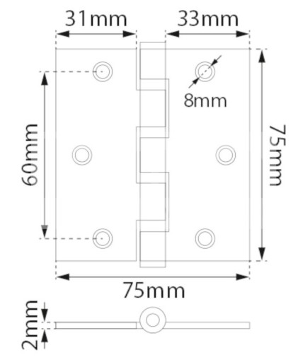 PÁNT UNIVERZÁLNY 75x75 mm ČIERNA 2 kusy