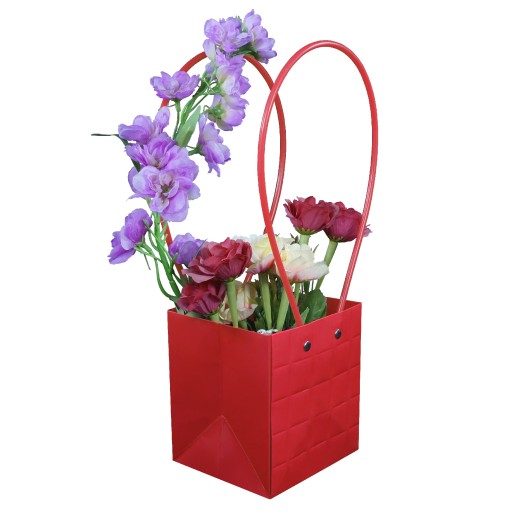 Elegantná červená kvetinová taška 33 cm na svadobný dar ku Dňu matiek