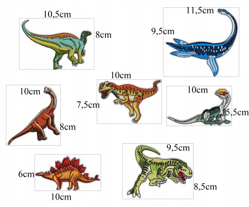 Záplaty DINOSAURS TERMO záplaty SADA 7 kusov