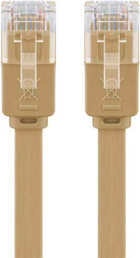 UTP CAT 6 plochý sieťový kábel RJ45, hnedý, 2 m