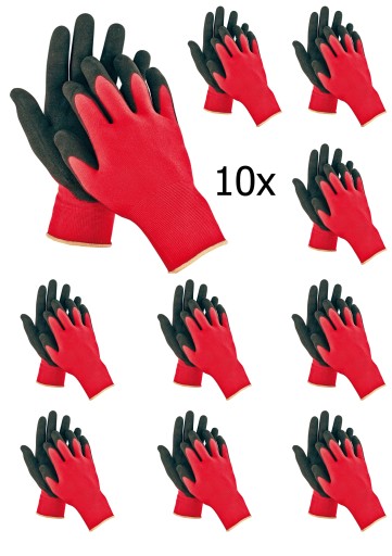 PRACOVNÉ RUKAVICE SILNÉ KRYTÉ LATEXOVÉ R10 10 PÁROV
