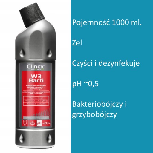 CLINEX W3 BACTI Baktericídny dezinfekčný gél na WC 1L