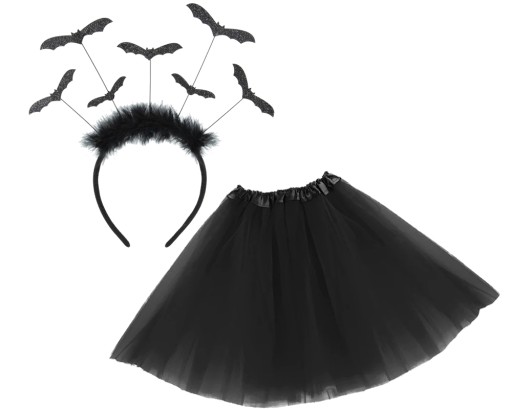 Tylová tutu sukňa pre dievčatá, 40 cm, čierny prevlekový outfit