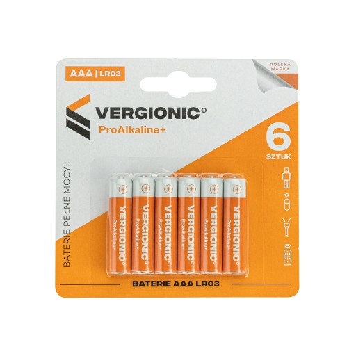 6x VÝKONNÁ ALKAICKÁ BATÉRIA LR03 R3 AAA Vergionic