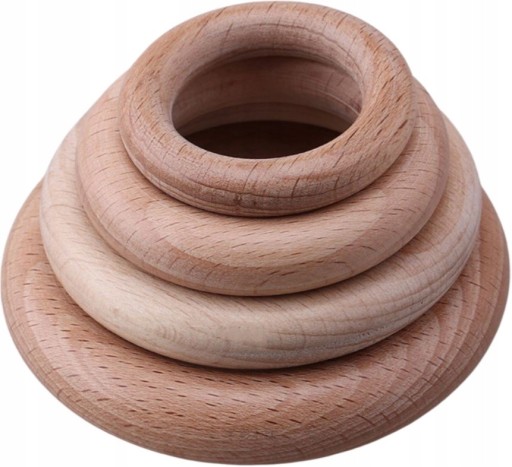Drevený krúžok na makramé závesovú tyč BUK 70mm 3 ks