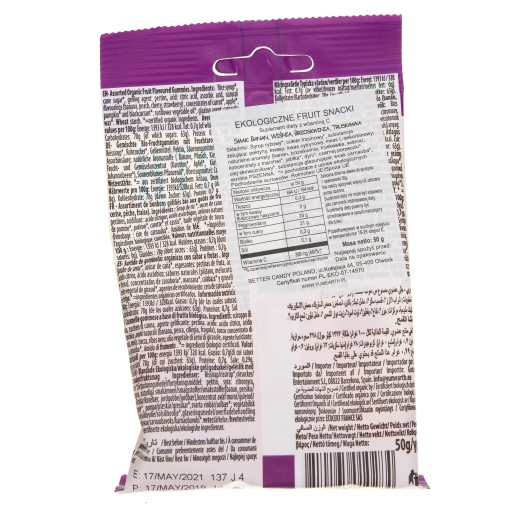 YumEarth Eko ovocné pochutiny Gummy bez želatíny 50 g