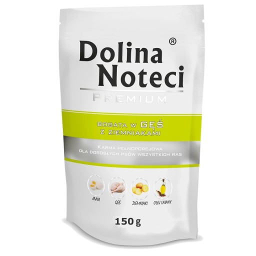 DOLINA NOTECI Premium bohaté na husaciu so zemiakmi vlhké krmivo pre psov 150 g