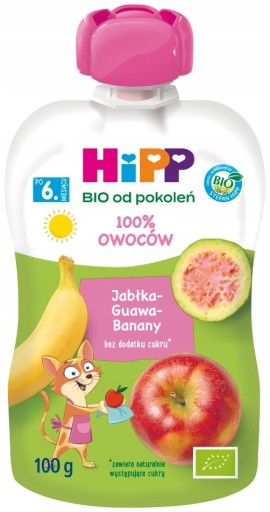 HiPP BIO 100% ovocné pyré jablko guava banán 100 g