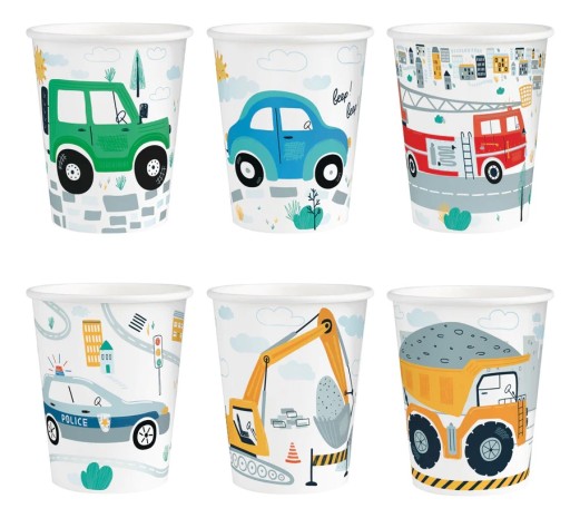 Papierové kelímky Cars Construction Cars 6 kusov