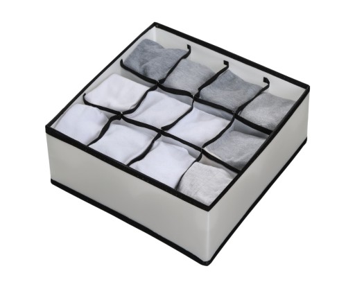 ORGANIZÁTOR ZÁSUVKY S 12 PRIHORKAMI 32x12x32 cm ČIERNO-BIELY